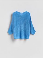 Gładki sweter - jasnoniebieski. Niebieskie swetry klasyczne damskie Reserved, l, z dzianiny, bez kołnierzyka. Za 89.99 zł.