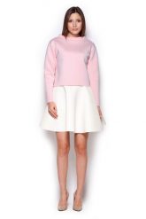 Ecru Rozkloszowana Mini Spódnica Wykończona na Ostro. Czarne spódniczki damskie Figl, l, bez wzorów, z materiału, mini, rozkloszowane. Za 179.00 zł.