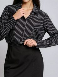 Koszula z wiskozy w paski - czarny. Czarne koszule damskie Sinsay, l, bez wzorów, z wiskozy, bez kołnierzyka, bez ramiączek. Za 29.99 zł.