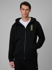 4F Bluza dresowa regular z kapturem męska - czarna L. Czarne bluzy z kapturem męskie 4f, l, z bawełny. Za 229.99 zł.