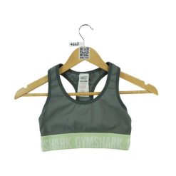 Second life - Stanik sportowy damski Gymshark bezszwowy do jogi - Jak nowy. Szare biustonosze sportowe damskie Gymshark, bez wzorów, z materiału. Za 85.16 zł.