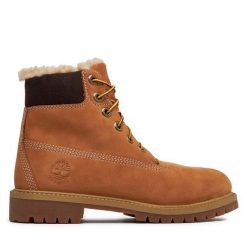 Trapery Timberland. Brązowe trapery damskie Timberland, bez obcasa. Za 899.99 zł.