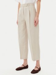 Tommy Hilfiger Spodnie materiałowe WW0WW45461 Beżowy Tapered Fit. Brązowe spodnie materiałowe damskie Tommy Hilfiger, bez wzorów, ze lnu. Za 309.99 zł.