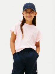 Tommy Hilfiger T-Shirt KG0KG08970 D Różowy Regular Fit. Czerwone koszulki dziewczęce Tommy Hilfiger, bez wzorów, z bawełny, bez ramiączek. Za 109.99 zł.