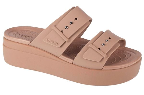 Sandały CROCS 207431C Brązowy. Brązowe sandały damskie Crocs, bez wzorów, z materiału, bez obcasa. Za 236.80 zł.