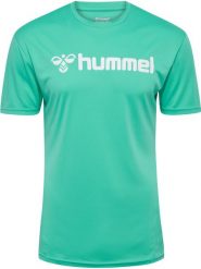 Koszulka Hummel Logo. Zielone bluzki sportowe damskie HUMMEL, l, z materiału, bez ramiączek, na fitness i siłownię. Za 112.00 zł.