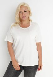 Biały T-shirt Akisistae. Białe t-shirty damskie Born2be, l, bez wzorów, z bawełny, bez kołnierzyka. Za 19.99 zł.