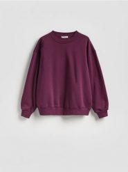 Gładka bluza z bawełną - ciemnofioletowy. Fioletowe bluzy bez kaptura damskie Reserved, l, z bawełny. Za 99.99 zł.
