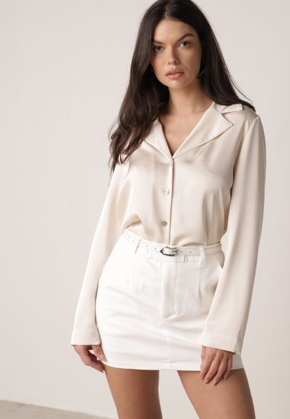 Biała Ołówkowa Spódnica z Bawełną z Paskiem i Podszewką Typu Szorty Vikisola. Białe spódniczki damskie Born2be, bez wzorów, z bawełny, biznesowe. Za 109.99 zł.