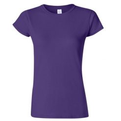 Koszulka Damska Krótki Rękaw Soft Style. Fioletowe bluzki damskie Gildan, l, bez wzorów, sportowe, bez kołnierzyka, bez ramiączek. Za 28.99 zł.