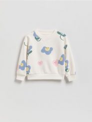 Wzorzysta bluza - złamana biel. Bluzy i bluzki niemowlęce Reserved, bez wzorów, z bawełny, bez ramiączek, bez kaptura. Za 45.99 zł.