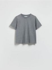 T-shirt z efektem sprania - ciemnoszary. Szare t-shirty damskie Reserved, l, bez wzorów, z bawełny, bez kołnierzyka. Za 49.99 zł.