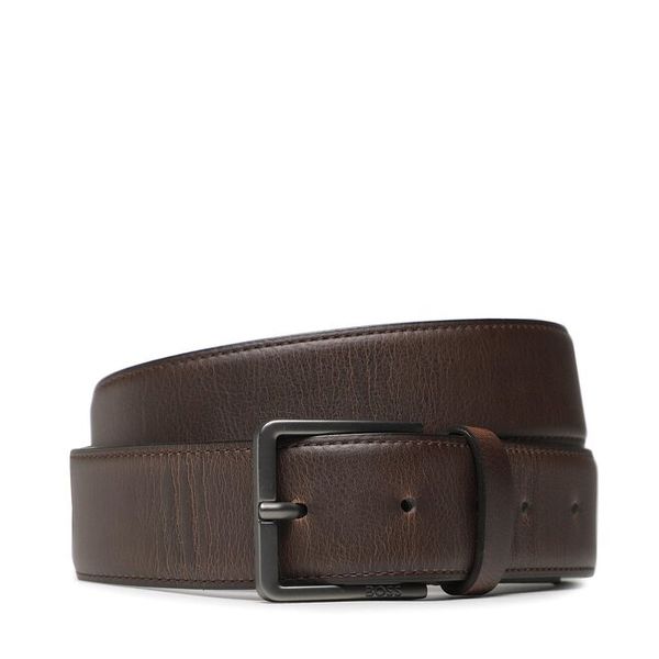Pasek Męski BOSS. Brązowe paski męskie Boss, bez wzorów. Za 449.99 zł.