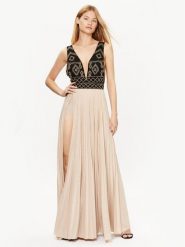 Elisabetta Franchi Sukienka wieczorowa AB-413-32E2-V700 Beżowy Regular Fit. Brązowe sukienki damskie Elisabetta Franchi, bez wzorów, z syntetyku, wizytowe, bez kołnierzyka, bez ramiączek. Za 2,399.00 zł.