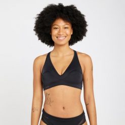 Góra kostiumu kąpielowego surfingowego damska Olaian Ana. Czarne bikini damskie OLAIAN, bez wzorów. Za 89.99 zł.