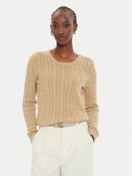 Lauren Ralph Lauren Sweter 200932223005 Beżowy Slim Fit. Brązowe swetry klasyczne damskie Lauren Ralph Lauren, xl, z bawełny, bez kołnierzyka. Za 619.99 zł.