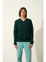 AUTHENTIC CASHMERE Kaszmirowy sweter "Timeo" w kolorze ciemnozielonym rozmiar: XL. Zielone swetry męskie AUTHENTIC CASHMERE, xl, bez wzorów, z kaszmiru, bez kołnierzyka. Za 282.80 zł.