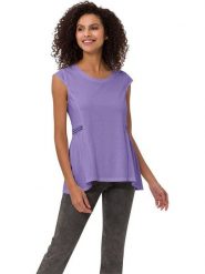 Heine Koszulka w kolorze fioletowym rozmiar: 48. Różowe bluzki damskie Heine, bez wzorów, z bawełny, bez kołnierzyka, bez ramiączek. Za 36.86 zł.