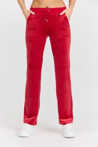 JUICY COUTURE Damskie czerwone dresowe spodnie Del Ray Pant, Rozmiar S. Czerwone spodnie dresowe damskie Juicy Couture, s, bez wzorów, z dresówki. W wyprzedaży za 204.99 zł.