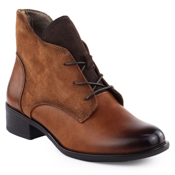 Botki damskie ocieplane camel Jezzi ASA198-15. Brązowe botki damskie Jezzi, ze skóry ekologicznej, bez obcasa, bez zapięcia. Za 189.99 zł.