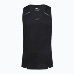 Koszulka do biegania męska Mizuno Tech Light Tank. Czarne t-shirty sportowe męskie Mizuno, m, z materiału, bez ramiączek, do biegania. Za 179.99 zł.