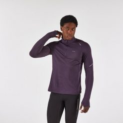 Bluza do biegania męska Kiprun Run 500 Warm ocieplana. Fioletowe bluzy bez kaptura męskie KIPRUN, m, z elastanu. Za 109.99 zł.