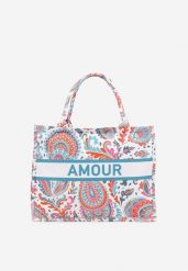 Pomarańczowa Geometryczna Torebka Shopper w Ornamentalny Wzór Alisetha. Brązowe shopper bag damskie Born2be, bez wzorów, z jeansu, bez dodatków. Za 49.99 zł.