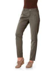 Heine Spodnie chino w kolorze khaki rozmiar: 18. Brązowe spodnie materiałowe damskie Heine, bez wzorów, z bawełny. Za 130.99 zł.