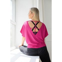 Bluzka damska luźna do tańca i fitness Salsa raspberry 2skin. Czerwone bluzki sportowe damskie 2SkIN, bez kołnierzyka, bez ramiączek. Za 129.00 zł.