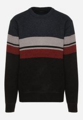 Granatowy Sweter z Wełną z Eleganckim Kołnierzykiem Koszulowym Espalea. Niebieskie swetry męskie Born2be, l, z aplikacjami, z dzianiny, bez kołnierzyka. Za 89.99 zł.