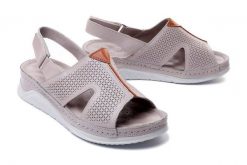 BAYLA 022 05 6101 LZR dark stone, sandały damskie. Szare sandały damskie Bayla, bez wzorów, ze skóry, bez obcasa, na koturnie. Za 109.95 zł.