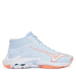 Buty halowe Mizuno. Niebieskie buty sportowe na co dzień damskie Mizuno, bez wzorów, mizuno wave. Za 709.99 zł.
