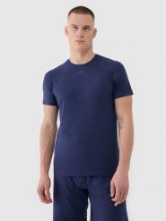 4F Koszulka treningowa szybkoschnąca męska - granatowa L. Niebieskie t-shirty sportowe męskie 4f, l, z dzianiny, bez ramiączek, na fitness i siłownię. W wyprzedaży za 79.99 zł.
