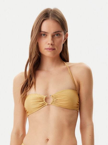 Guess Góra od bikini E4GJ16 KC632 Pomarańczowy Regular Fit. Brązowe bikini damskie Guess, z aplikacjami. Za 359.99 zł.