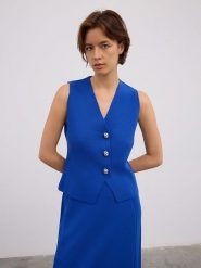 BGN Kamizelka w kolorze niebieskim rozmiar: 38. Niebieskie kamizelki damskie BGN, prążkowane. Za 65.99 zł.