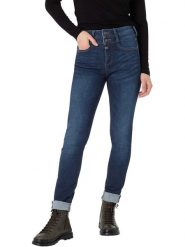 Timezone Dżinsy "Enya" - Slim fit - w kolorze granatowym rozmiar: W31/L32. Niebieskie jeansy damskie Timezone, z podwyższonym stanem. Za 118.56 zł.