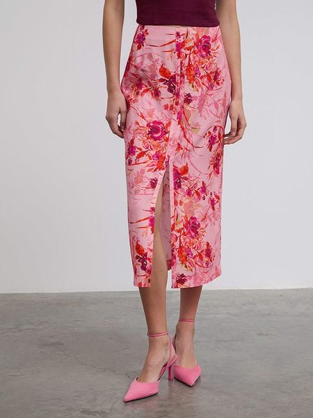 BGN Spódnica w kolorze jasnoróżowo-różowym rozmiar: 40. Różowe spódniczki damskie BGN, bez wzorów, z wiskozy, z podwyższonym stanem, midi, proste. Za 78.47 zł.