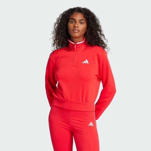 Bluza dresowa Essentials Color Pop French Terry Crop Quarter-Zip. Czerwone bluzy bez kaptura damskie Adidas, xl, z dresówki. Za 249.00 zł.