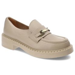 Beżowe Półbuty Lemar Eleganckie Damskie Obuwie. Brązowe półbuty damskie Lemar, bez wzorów, ze skóry, eleganckie, bez obcasa, na płaskiej podeszwie. Za 359.00 zł.