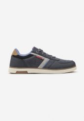 Granatowe Buty Sportowe Sneakersy z Ozdobnymi Przeszyciami Poltia. Niebieskie buty sportowe na co dzień męskie Born2be, z jeansu, bez zapięcia. Za 139.99 zł.