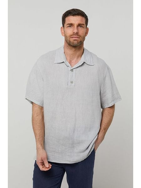 Rodier Lin Lniana koszulka polo w kolorze jasnoszarym rozmiar: M/L. Szare koszulki polo męskie Rodier Lin, l, bez wzorów, ze lnu, bez ramiączek. Za 131.74 zł.