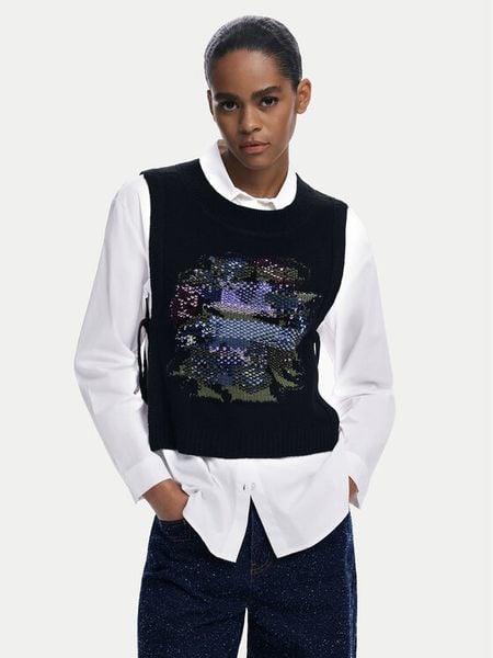 Desigual Koszula Chaleco 25WWCW01 Biały Regular Fit. Białe koszule damskie Desigual, m, bez wzorów, z bawełny, bez kołnierzyka, bez ramiączek. Za 379.99 zł.