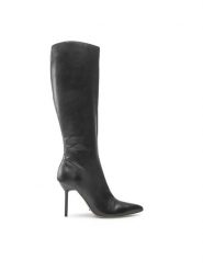 DeeZee Kozaki LS5872-02 Czarny. Czarne kozaki damskie DeeZee, ze skóry, bez obcasa, na szpilce. Za 179.99 zł.