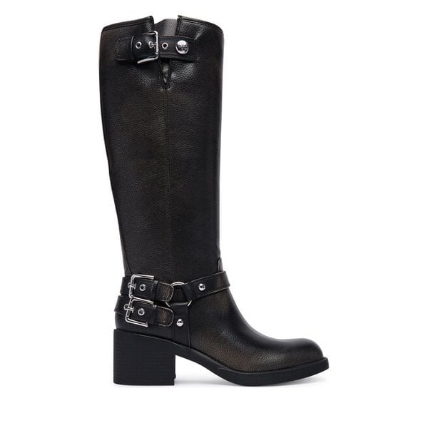 Kozaki Guess. Czarne kozaki damskie Guess, bez obcasa, na słupku. Za 824.99 zł.