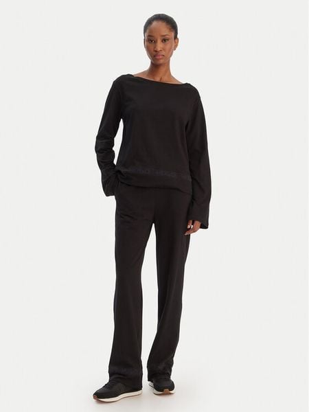 HUGO Piżama Logo 50556636 Czarny Regular Fit. Czarne piżamy damskie Hugo, xs, bez wzorów, z bawełny, bez ramiączek. Za 299.99 zł.