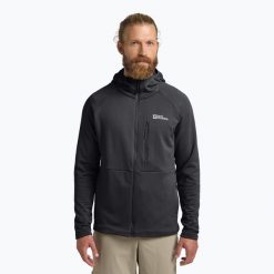 Bluza polarowa męska Jack Wolfskin Kolbenberg Hooded Full Zip. Szare bluzy bez kaptura męskie Jack Wolfskin, m, z polaru. Za 359.99 zł.