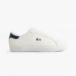 Tenisówki Lacoste Model Powercourt Kolor Biały. Białe buty sportowe na co dzień męskie Lacoste, bez wzorów, z gumy, bez zapięcia. Za 378.00 zł.