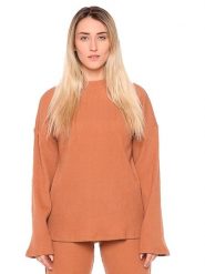 Bluza miękki na co dzień na siłownię. Brązowe bluzy bez kaptura damskie LEONE 1947 APPAREL, xl. Za 273.65 zł.