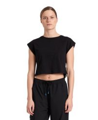 Koszulka damska top bawełniany sportowy okrągły dekolt Arena Crop Top. Białe bluzki sportowe damskie Arena, s, z bawełny, bez kołnierzyka, bez ramiączek. Za 101.98 zł.