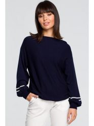 Be Wear Sweter w kolorze granatowym rozmiar: onesize. Niebieskie swetry klasyczne damskie Be Wear, ze splotem, bez kołnierzyka. Za 118.84 zł.
